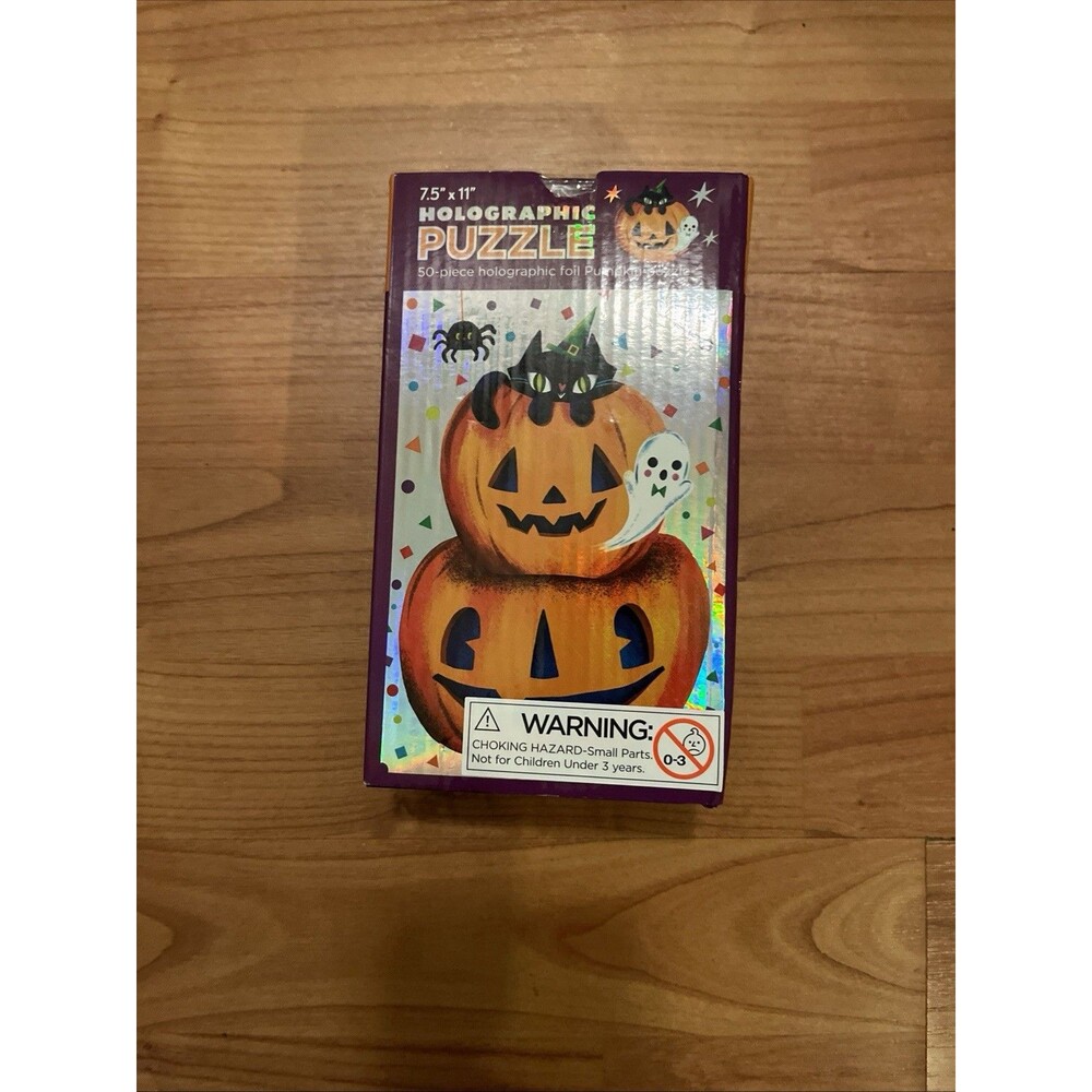 Crocodile Creek Holographic Puzzle 50 Pieces Foil Pumpkin Puzzle 7.5" x 11"